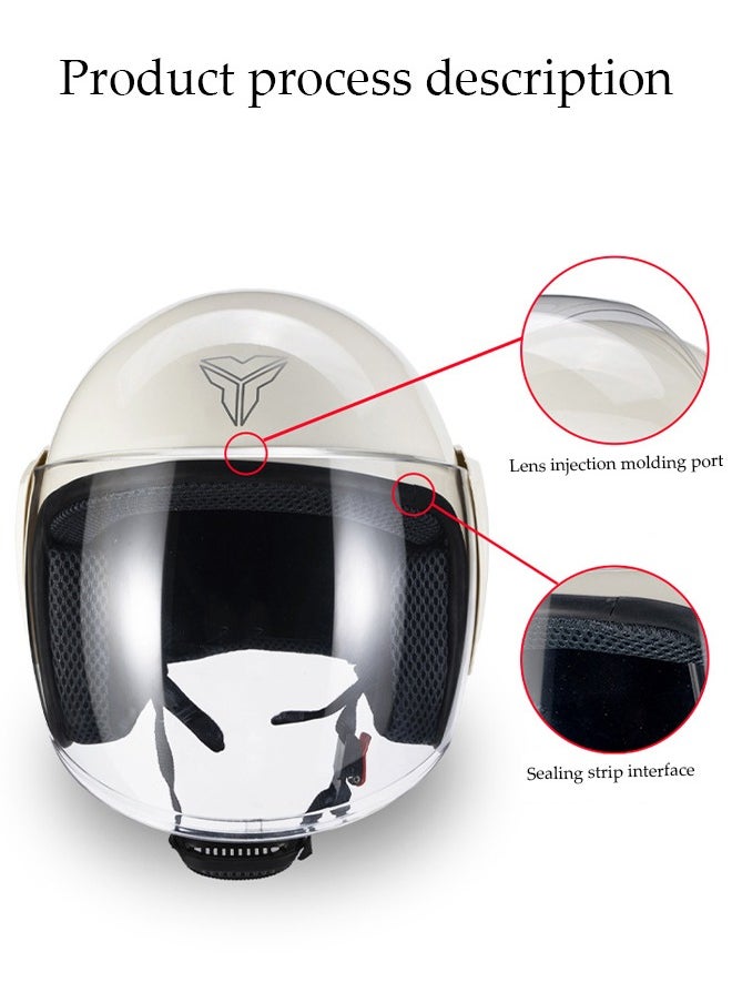 Open Face Helmet, Anti Fog And Thermal Insulation Motorcycle Helmet，Scooter Helmet With Detachable Goggles,Adjustable Lock Buckle, Shock And Fall Resistant, Suitable For Both Men And Women，Suitable For Head Circumference Of 55-60cm