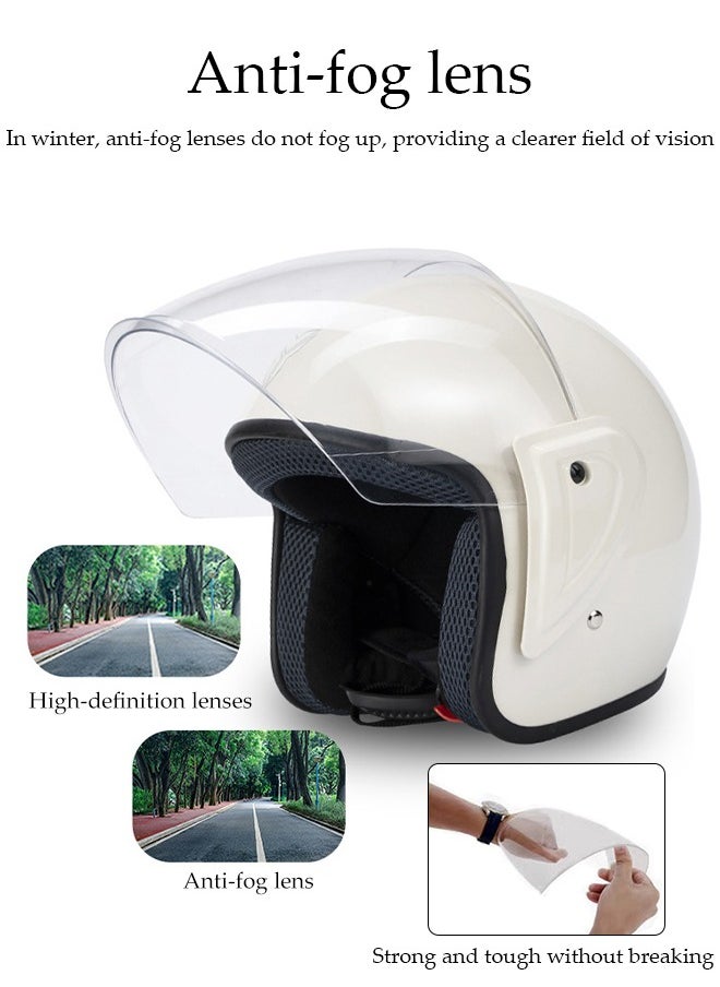 Open Face Helmet, Anti Fog And Thermal Insulation Motorcycle Helmet，Scooter Helmet With Detachable Goggles,Adjustable Lock Buckle, Shock And Fall Resistant, Suitable For Both Men And Women，Suitable For Head Circumference Of 55-60cm