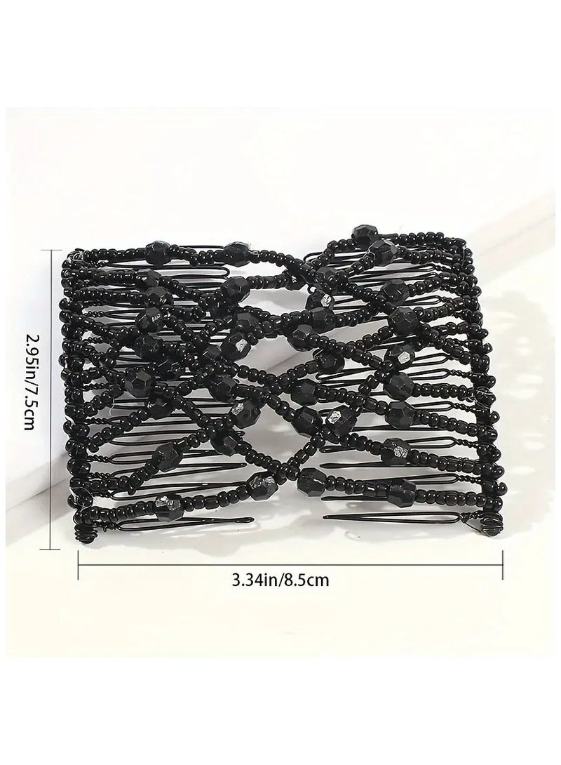 Goolsky مشبك شعر سحري مرن 1 قطعة مع مشط مزدوج الجوانب وزخرفة كريستالية للنساء - Image 3