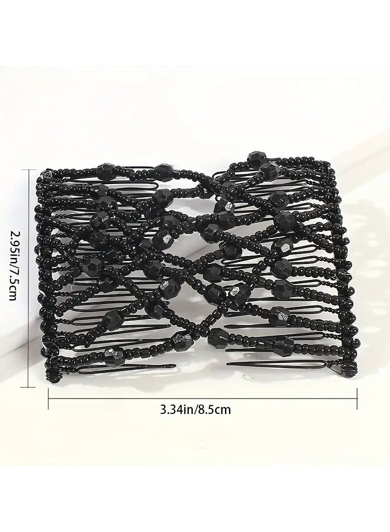 Goolsky مشبك شعر سحري مرن 1 قطعة مع مشط مزدوج الجوانب وزخرفة كريستالية للنساء - Image 4