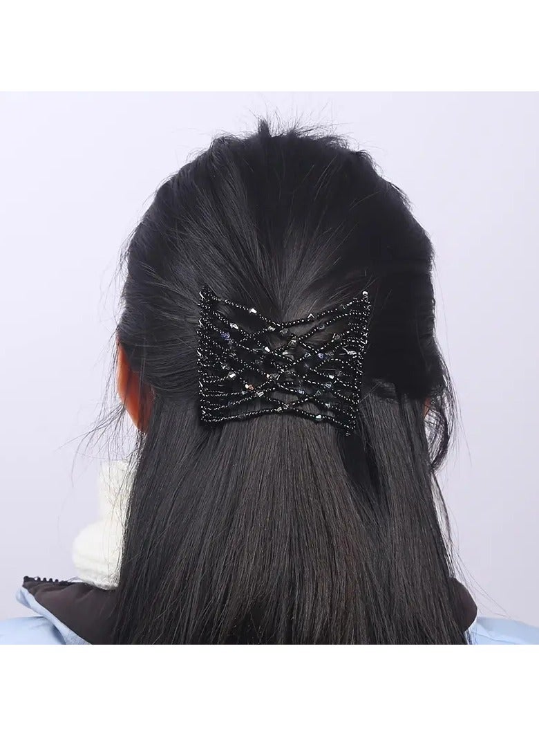 Goolsky مشبك شعر سحري مرن 1 قطعة مع مشط مزدوج الجوانب وزخرفة كريستالية للنساء - Image 5