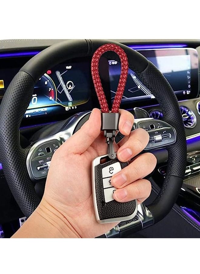 Generic - Key Chain 2 pcs Leather Keychain with D Ring Sturdy Metal for Men and Women 360 Degree Rotatable with Screwdriver Black and Red Universal - Image 1