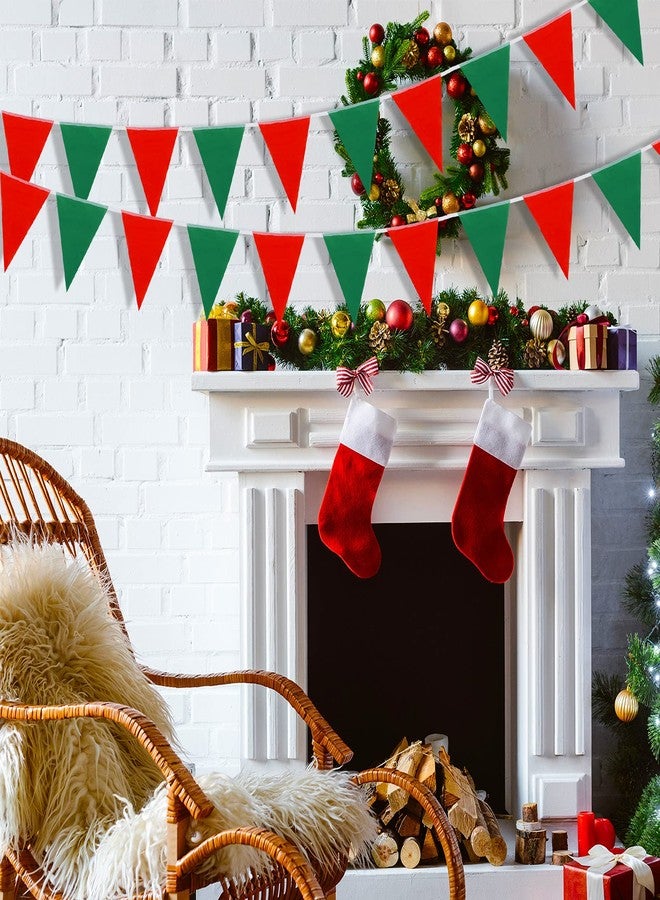 ايرينير زينة رايات عيد الميلاد من إيريناري، بطول 165 قدمًا، رايات مثلثة الشكل من القماش باللونين الأحمر والأخضر، مثالية لأعياد الميلاد وحفلات الزفاف وأعياد الميلاد والحفلات المنزلية والحدائق والحفلات الخارجية. - Image 2