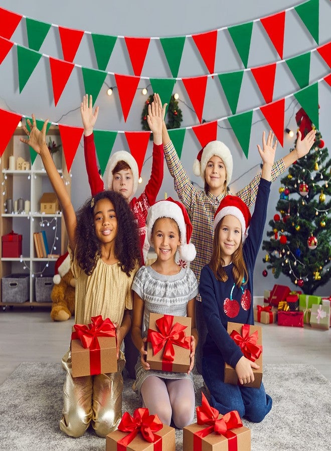 ايرينير زينة رايات عيد الميلاد من إيريناري، بطول 165 قدمًا، رايات مثلثة الشكل من القماش باللونين الأحمر والأخضر، مثالية لأعياد الميلاد وحفلات الزفاف وأعياد الميلاد والحفلات المنزلية والحدائق والحفلات الخارجية. - Image 3