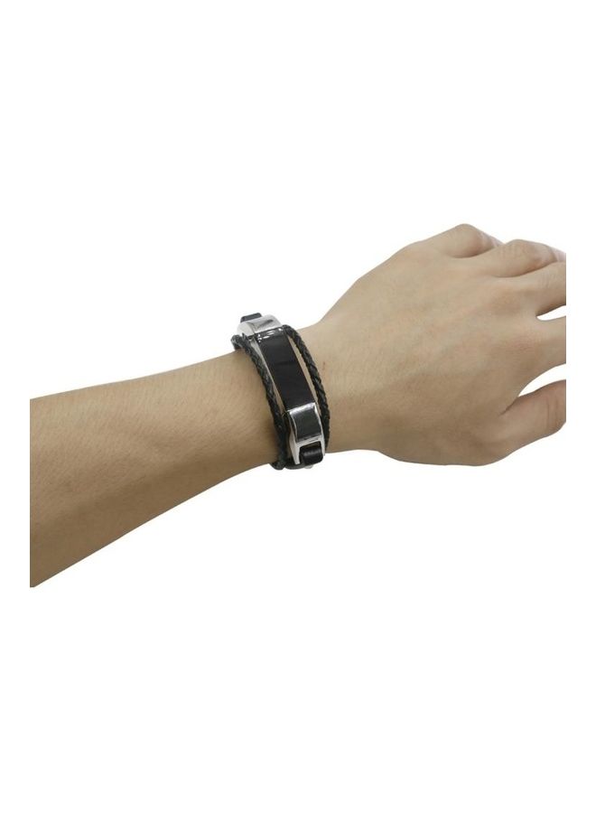 NIBEMINENT Smart Bracelet Woven Double Loop Leather Strap Watchband For Fitbit Alta HR Black  - Image 4