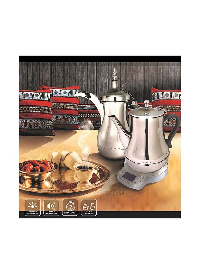 Crownline Karak Tea/Arabic Coffee Maker Silver 0.8Liters - Image 2