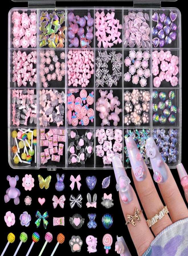 MAJOR DIJIT 3D Mix Assorted Color Nail Charms Acrylic Multi Cute Nail Art Charms Hollow Candy Jewelry Nail Supplies for Nail Art Design DIY Crafts Accessories (Pink Candy) - Image 1