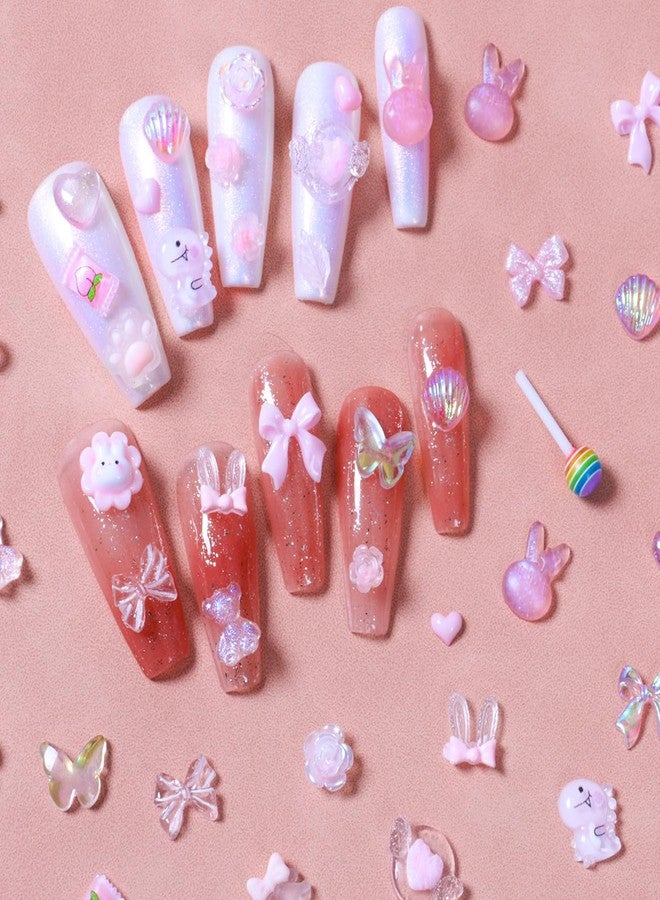 MAJOR DIJIT 3D Mix Assorted Color Nail Charms Acrylic Multi Cute Nail Art Charms Hollow Candy Jewelry Nail Supplies for Nail Art Design DIY Crafts Accessories (Pink Candy) - Image 4