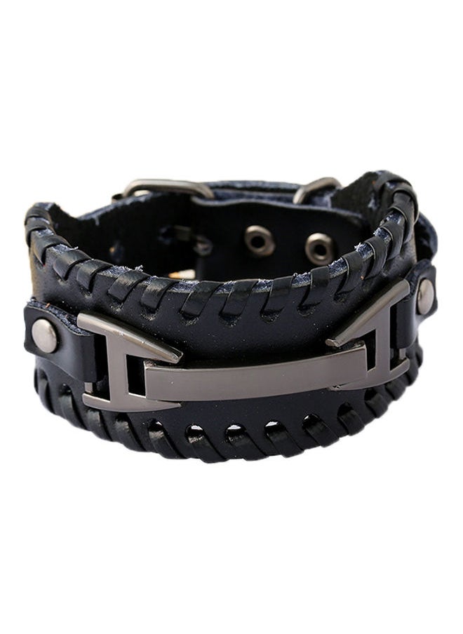 NIBEMINENT Leather Knitted Bracelet 
