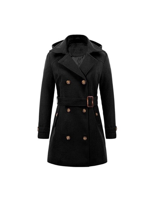 Squality Winter Hooded Thick Coat Women Black