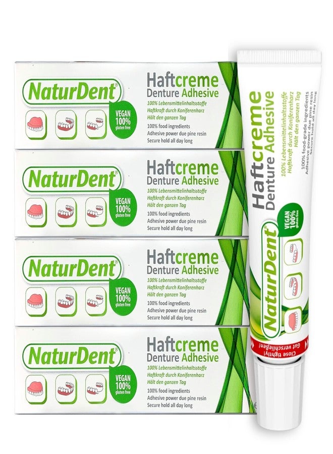 NaturDent Natural Strong Denture Adhesive – Long Lasting Hold, Zinc-Free, Petrochemical-Free, Paraben-Free, Neutral Taste, 40 g - 4 Pack - Image 1