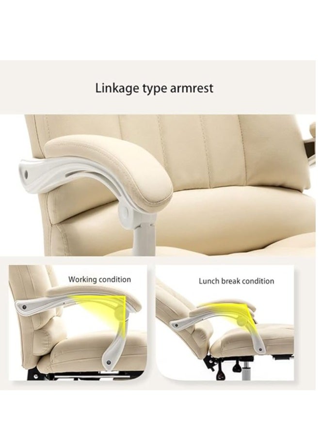 Arabest - Ergonomic Office Chair, Adjustable High Back Recliner Chair with Padded Armrests and Retractable Footrest Computer High Back Adjustable Ergonomic Desk Chair PU Leather Swivel Task Chair - Image 1