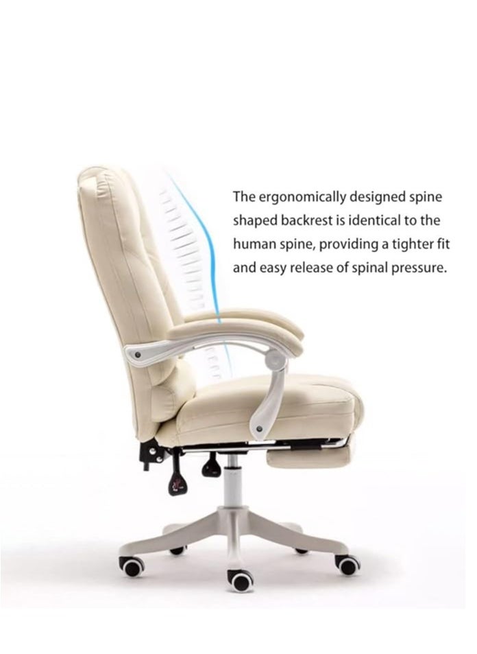 Arabest - Ergonomic Office Chair, Adjustable High Back Recliner Chair with Padded Armrests and Retractable Footrest Computer High Back Adjustable Ergonomic Desk Chair PU Leather Swivel Task Chair - Image 1