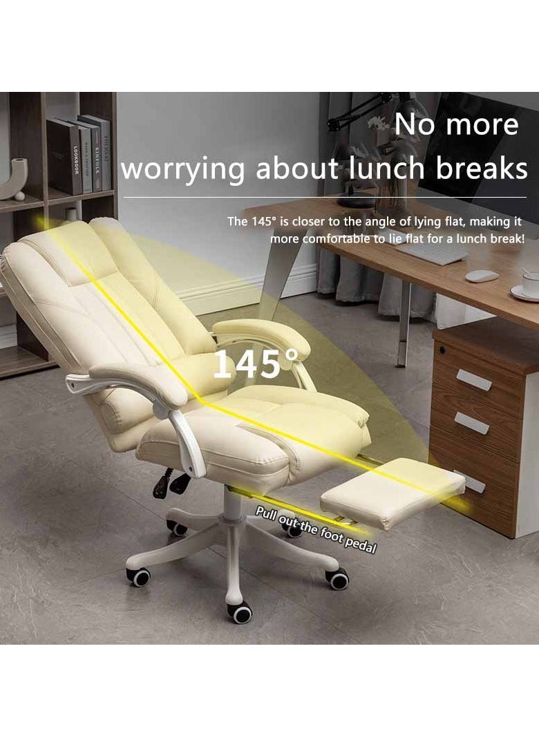 Arabest - Ergonomic Office Chair, Adjustable High Back Recliner Chair with Padded Armrests and Retractable Footrest Computer High Back Adjustable Ergonomic Desk Chair PU Leather Swivel Task Chair - Image 1