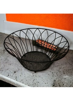 Plan A Modern Modern Round Metal Fruit Plate, Wrought Iron Fruit Bowl, Fruit and Vegetable Storage Basket, Fruit Plate for Living Room Home Kitchen Decoration (Black)  - Image 5