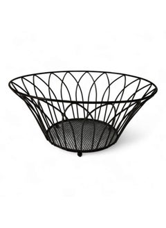 Plan A Modern Modern Round Metal Fruit Plate, Wrought Iron Fruit Bowl, Fruit and Vegetable Storage Basket, Fruit Plate for Living Room Home Kitchen Decoration (Black)  - Image 2