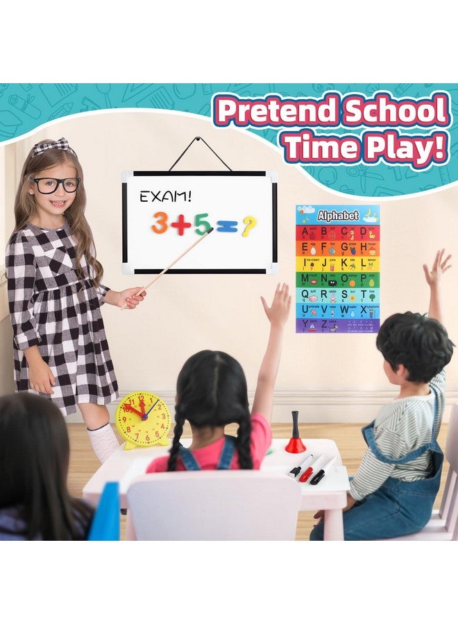 wookidel Pretend Play Teacher Set for Kids with Numbers, Bell, Whiteboard, Learning Clock Over 40 Pieces Included, Pretend Set Toys Gift for Kids Age 5 6 7 8 - Image 3