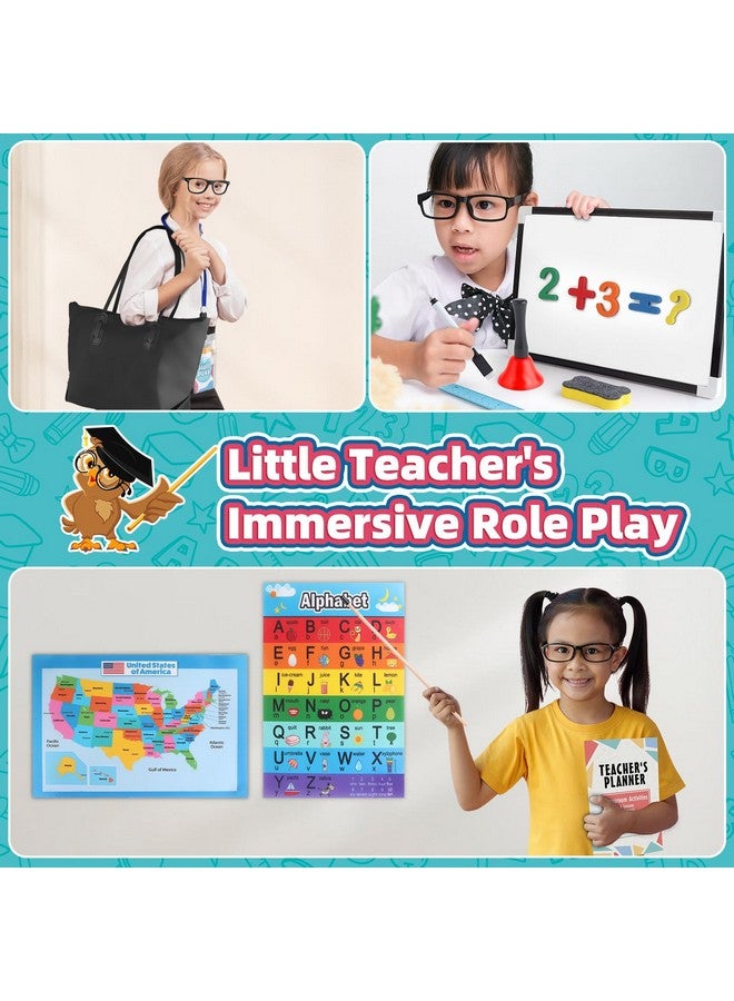 wookidel Pretend Play Teacher Set for Kids with Numbers, Bell, Whiteboard, Learning Clock Over 40 Pieces Included, Pretend Set Toys Gift for Kids Age 5 6 7 8 - Image 4