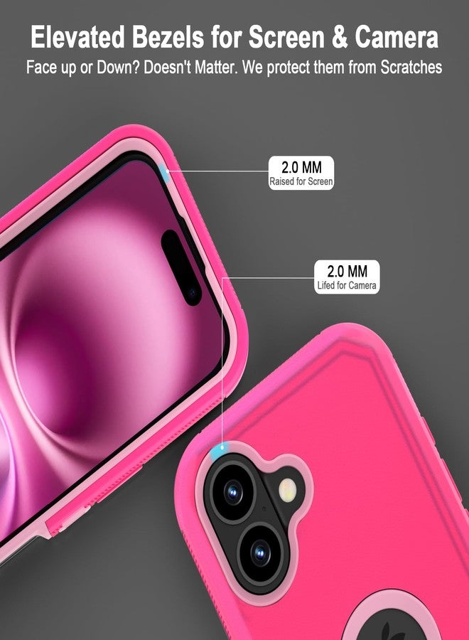 جيوناي جراب Jiunai لهاتف iPhone 16 Plus، شديد التحمل، مقاوم للصدمات، يحمي المنافذ، مقاوم للغبار، بدون شاشة، طبقتان، متين، مانع للانزلاق، جراب هاتف متين لهاتف iPhone 16 Plus مقاس 6.7 بوصة، للرجال والنساء، لون وردي - Image 5