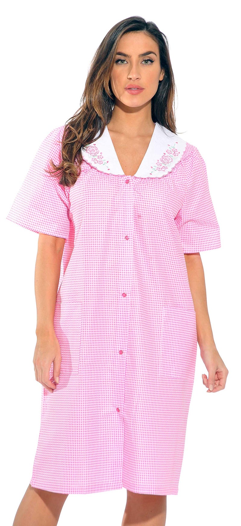 Dreamcrest 8511-Pink Throttle-L Short Sleeve Duster/Housecoat/Women Sleepwear - Image 1