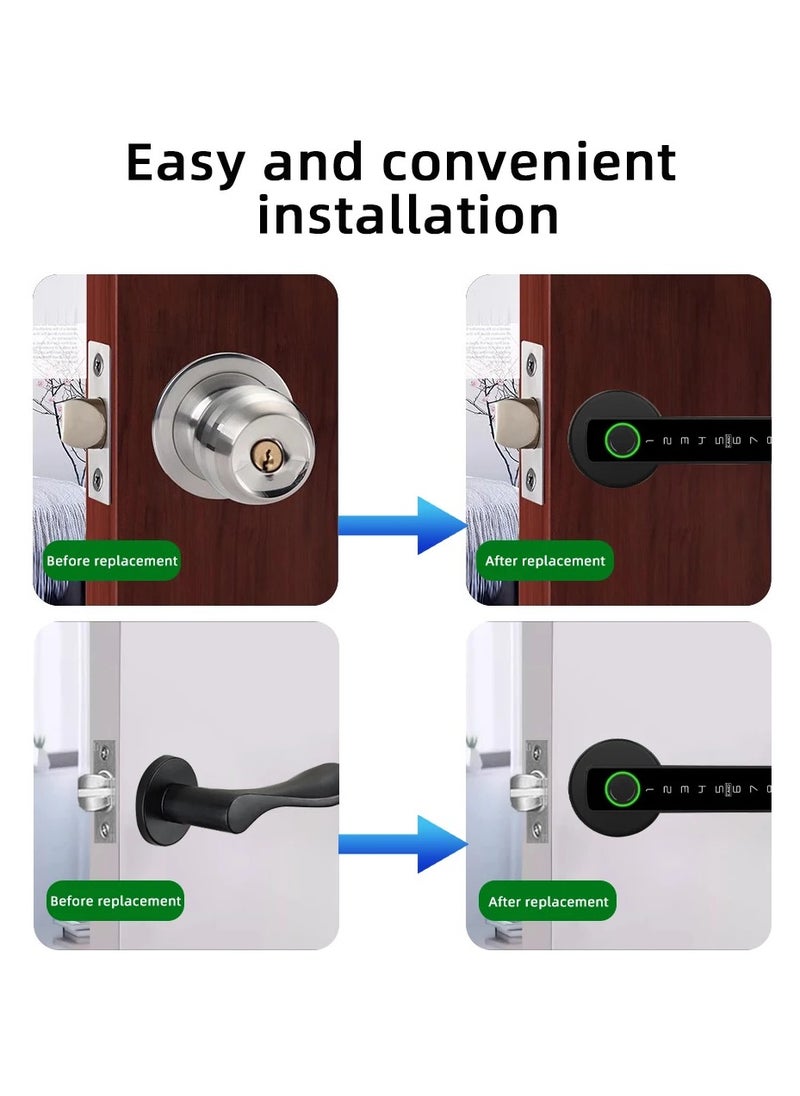 Smart Door Lock with Tuya APP Control and Multiple Unlock Methods - Compatible with Fingerprint, Password, Bluetooth, IC Card