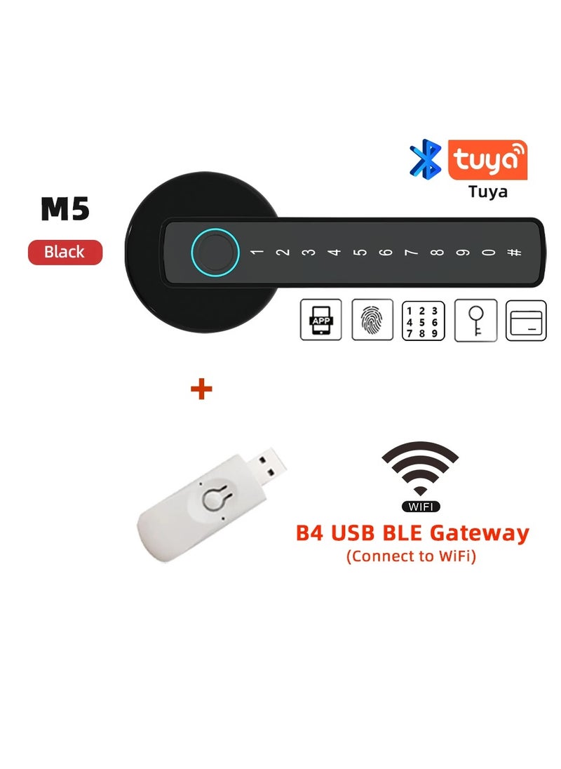 Smart Door Lock with Tuya APP Control and Multiple Unlock Methods - Compatible with Fingerprint, Password, Bluetooth, IC Card