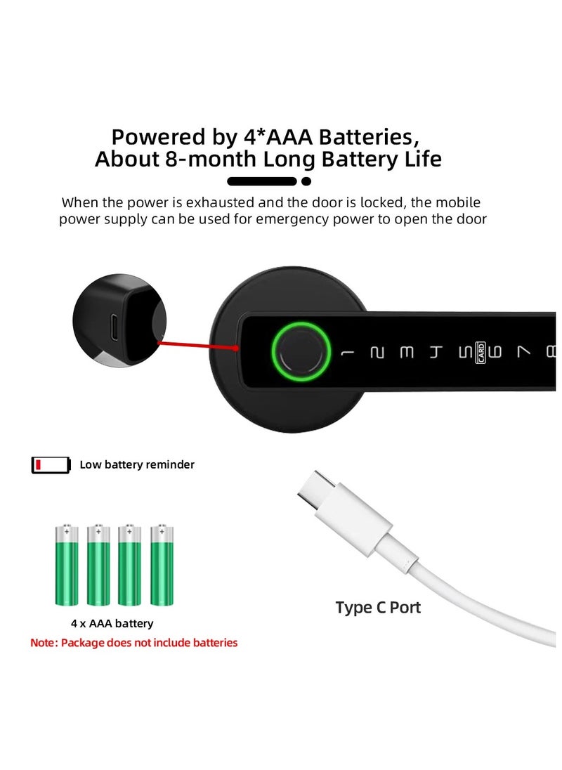 Smart Door Lock with Tuya APP Control and Multiple Unlock Methods - Compatible with Fingerprint, Password, Bluetooth, IC Card