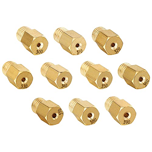 Skdorpfm 10pcs Hex Style Main Kei-hin Jets Replacement for MIKUNI VM/TM/TMX Carburetor 300 310 320 330 340 350 360 370 380 390 Brass Jet Kit (300-390) - Image 1