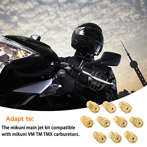 Skdorpfm 10pcs Hex Style Main Kei-hin Jets Replacement for MIKUNI VM/TM/TMX Carburetor 300 310 320 330 340 350 360 370 380 390 Brass Jet Kit (300-390) - Image 5