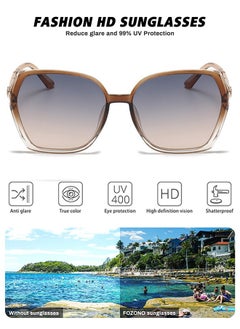 AZorb Sunglasses Women Unique Fashion Quare Design Sun Glassess for Womens High Quality Sun Glassess Gradient Ladies Sunglass UV400 Protection Eyewear Women's Eye Glasses for Travel Daily Shades Brown  - Image 2