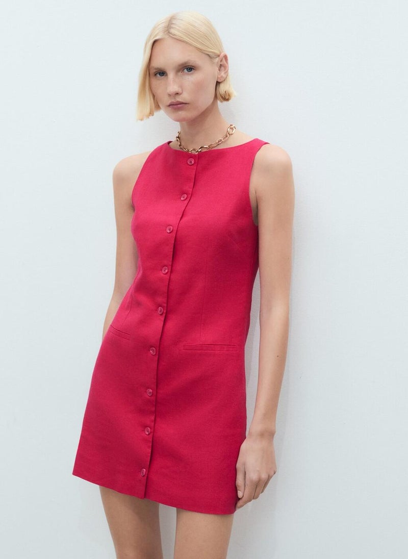 MANGO Button-Front Mini Dress  - Image 5