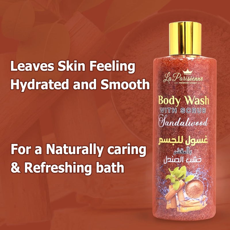 ECOLYTE+ La Parisienne Premium Body Wash with Scrub - Sandalwood Scent, 500 ml - Image 5