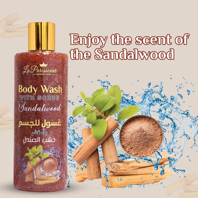 ECOLYTE+ La Parisienne Premium Body Wash with Scrub - Sandalwood Scent, 500 ml - Image 3