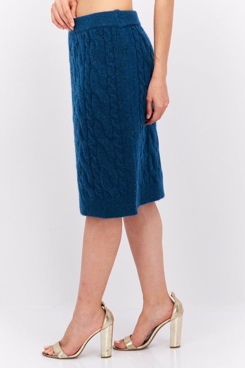 Fire & Glory Women Knitted Midi Skirt, Blue - Image 3