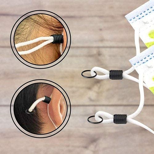 Aakriti Aakriti Cord Lock Silicone Round Elastic Mask Adjustment Mask Accessories 100pcs Cord Locks Toggles and 100pcs Plastic Rings Black  - Image 2
