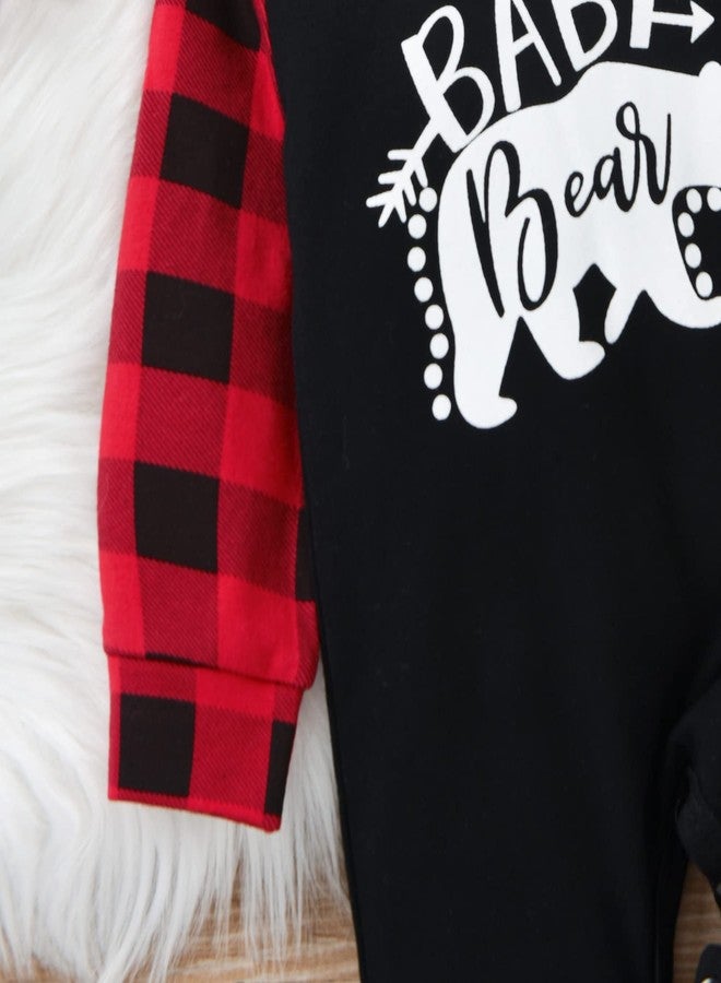 Aalizzwell Infant Baby Romper Toddler Brother Christmas Matching Outfits Xmas Buffalo Plaid Bear Boys Clothes 0-3 Months - Image 4
