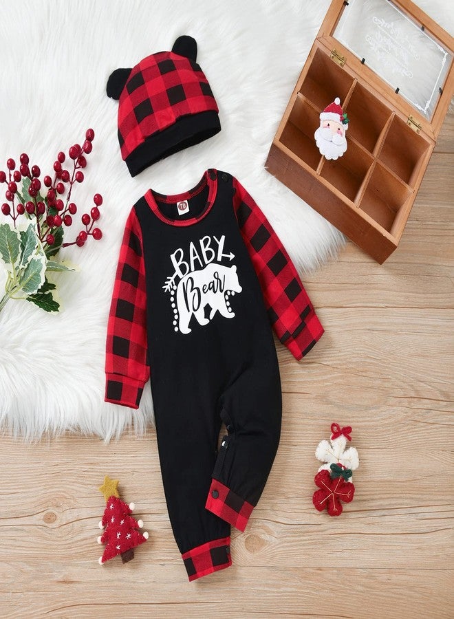 Aalizzwell Infant Baby Romper Toddler Brother Christmas Matching Outfits Xmas Buffalo Plaid Bear Boys Clothes 0-3 Months - Image 2