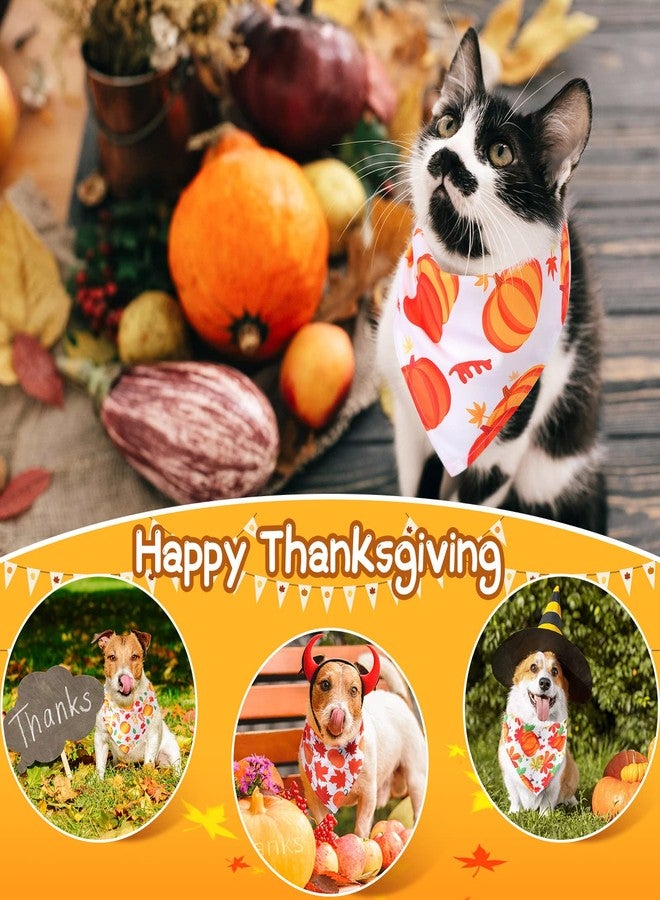 Oudain 20 Pieces Fall Dog Bandanas Bulk Halloween Thanksgiving Dog Bandanas Pumpkin Turkey Triangle Bibs Adjustable Pet Scarf Neckerchief Holiday Bandana for Small Medium Large Dog Girl Boy(Pumpkin Pattern) - Image 4