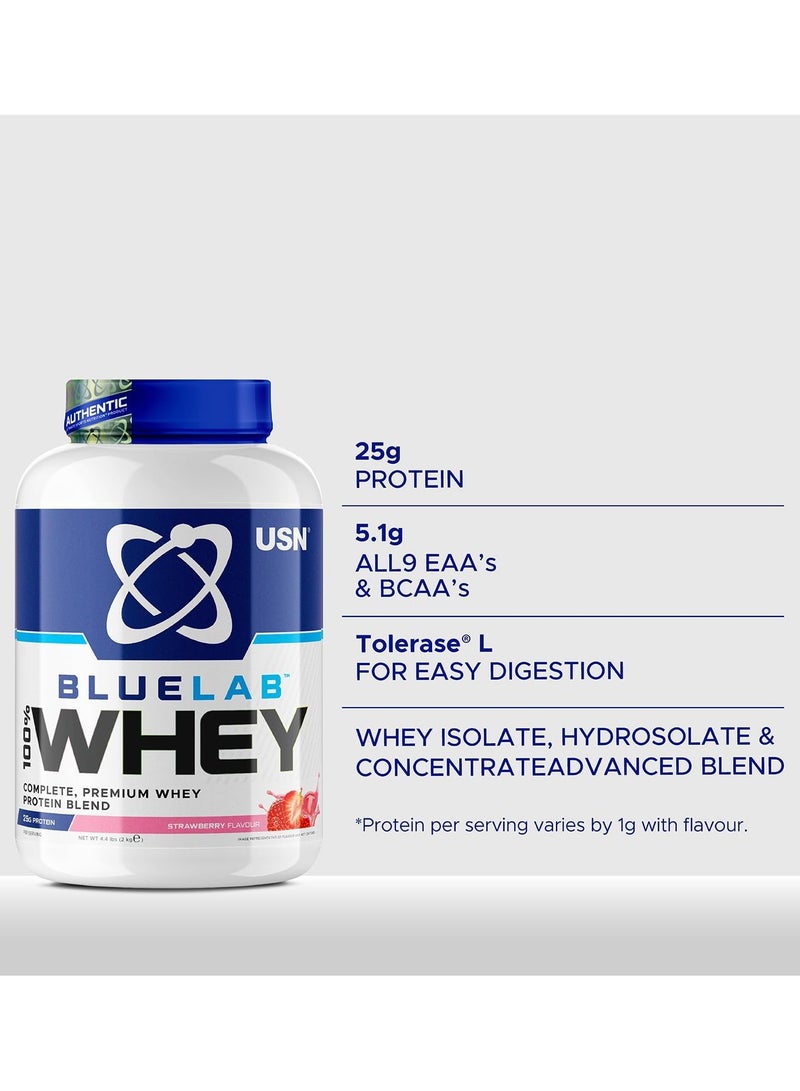 USN Bluelab 100% Whey Protein Strawberry Flavor 2kg 58 Serving - Image 2