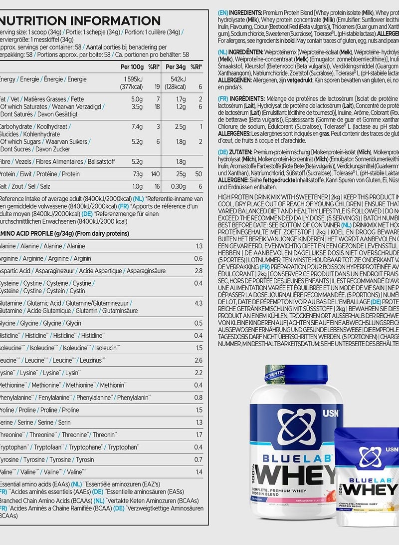 USN Bluelab 100% Whey Protein Strawberry Flavor 2kg 58 Serving - Image 3