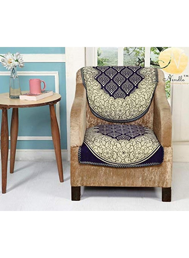 Nendle Luxurious Cotton Abstract Design 5 Seater Sofa Cover Set (Violet, 6 Pieces) - Image 3