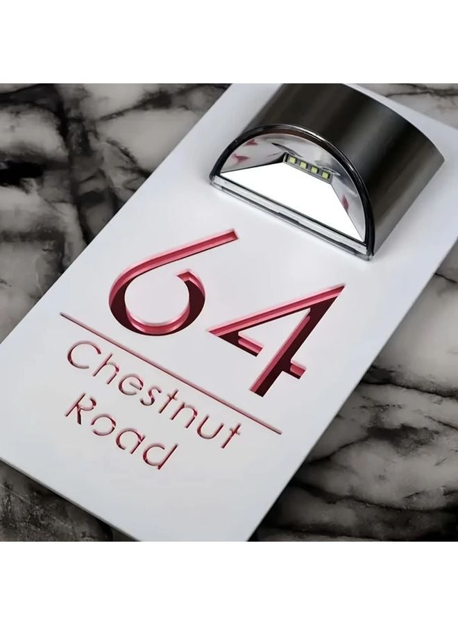 Black With Silvery Lettering Customizable Solar LED Door Sign Personalized House Number Address Plaque - Image 3