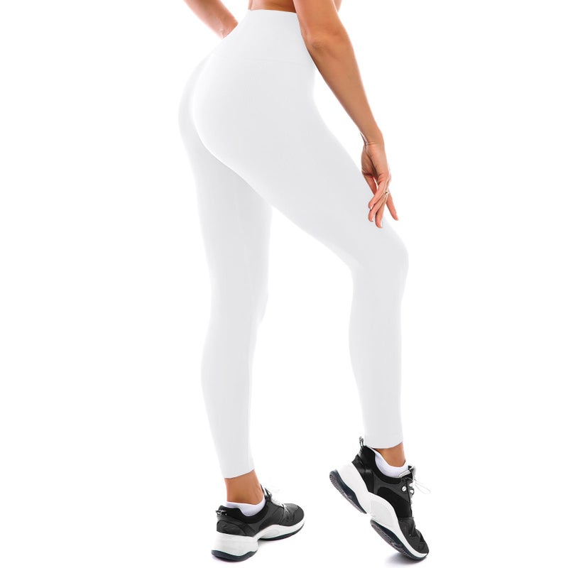 Fawarior High Waisted Leggings for Women, Buttery Soft Workout Yoga Leggings White SM - Image 1