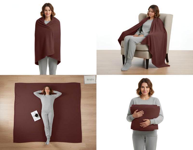 STARNSTYLE 300 TC All Season Solid/Plain Lightweight Polar Fleece Double Bed Blanket (230 x 230 cm) Brown Blanket Double IV10 - Image 2