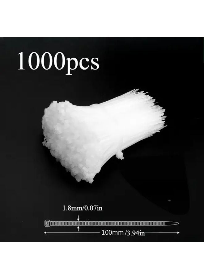 1000pcs White Nylon Cable Ties 4 Inch Self Locking UV Resistant For Indoor Outdoor - Image 5