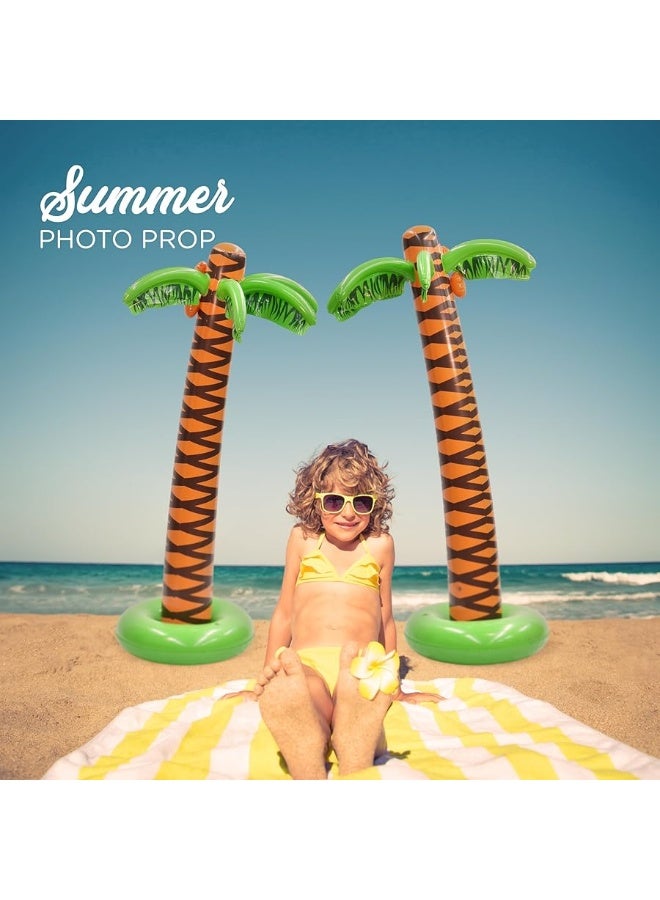 4E's Novelty 2 Pack Inflatable Palm Trees 5.5ft Tall - Luau Hawaiian Tropical Party Decorations for Adults & Kids, Summer Beach Theme Party Photo Prop Pool Decor, Moana Birthday Party Supplies - Image 4