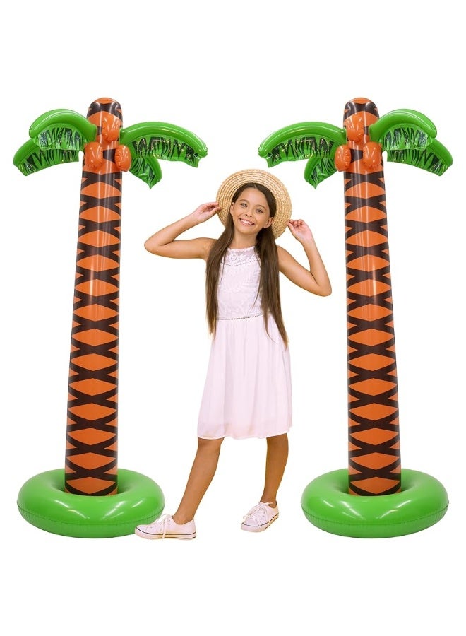 4E's Novelty 2 Pack Inflatable Palm Trees 5.5ft Tall - Luau Hawaiian Tropical Party Decorations for Adults & Kids, Summer Beach Theme Party Photo Prop Pool Decor, Moana Birthday Party Supplies - Image 3
