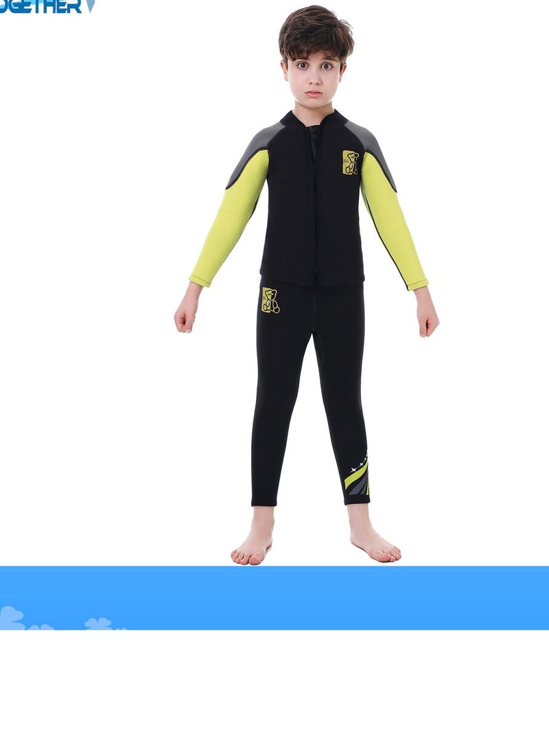 Loquat Children's Wetsuit 2.5MM Separate Body Warm Swimsuit For Boys Long Sleeve Winter Diving And Surfing Jellyfish  - Image 1