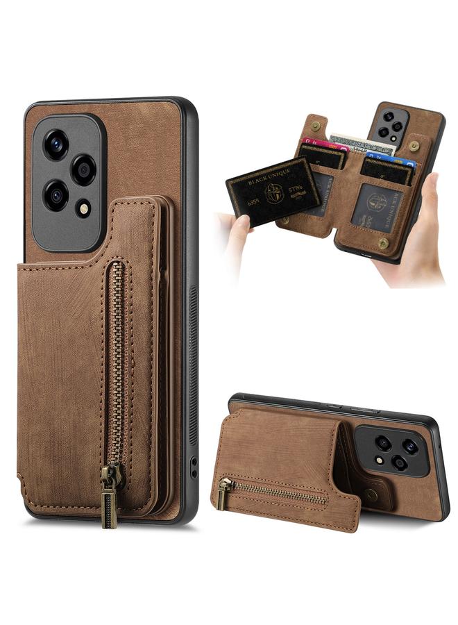 S-TOP Case For Honor 200 Lite Retro Leather Zipper Wallet Back Phone Case - Image 1