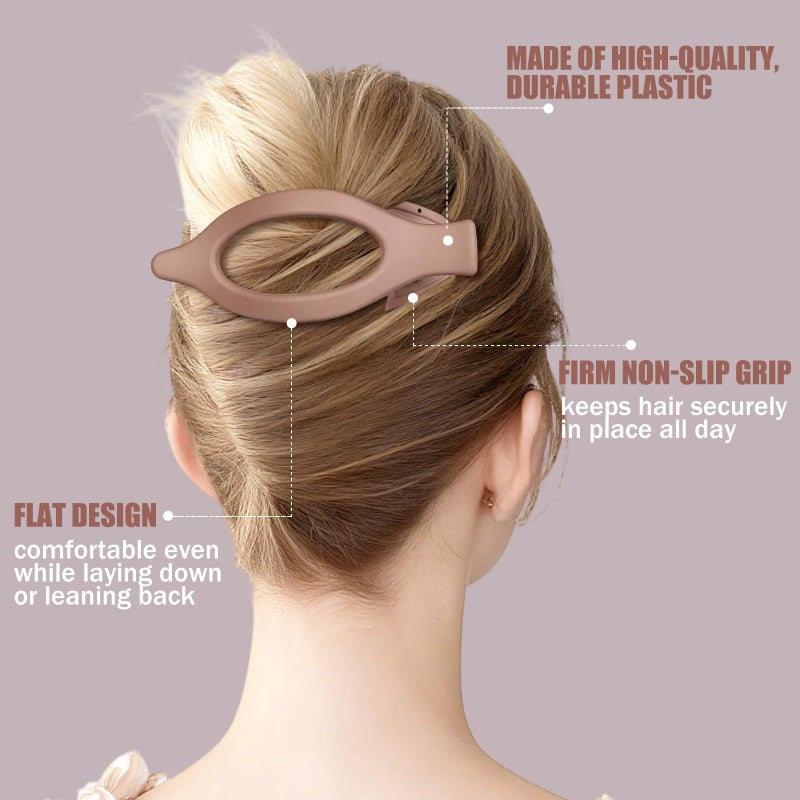USDNICE Flat Hair Clips for Women - 6 PCS French Flat Claw Clips Medium Hair Clips for Girls Large Hair Claw Clips for Thick or Thin Hair Strong Hold No Slip Hair Accessories for women (Brown Scarlet) - Image 5
